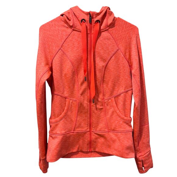 ATHLETA | Full-Zip Hooded Sweatshirt Neon Orange Small - Picture 2 of 8
